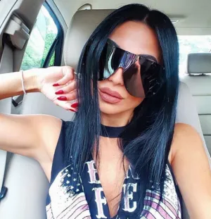 "The Shield" Studded Black Aviator Sunglasses