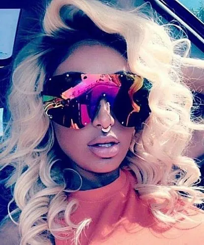 "The Shield" Studded Black Aviator Sunglasses