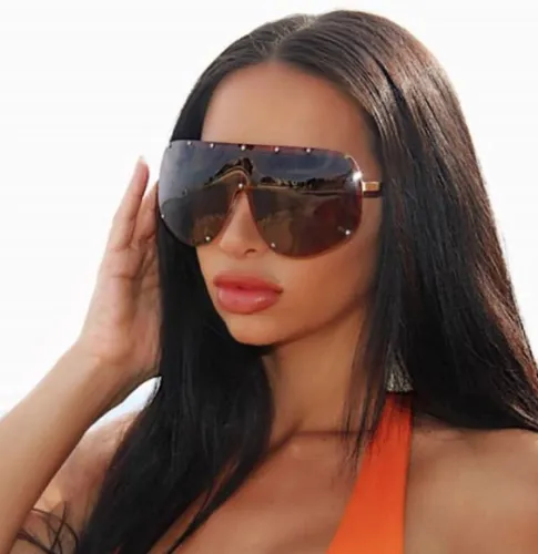 "The Shield" Studded Black Aviator Sunglasses