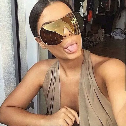 "The Shield" Studded Black Aviator Sunglasses