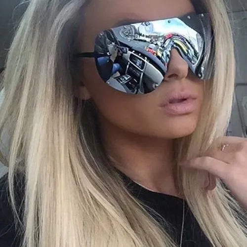 "The Shield" Studded Black Aviator Sunglasses