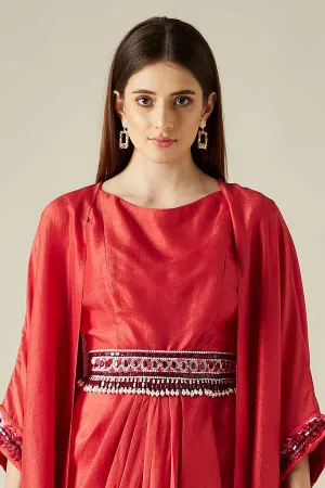 Red Bead & Pearl Hand Embroidered Belt