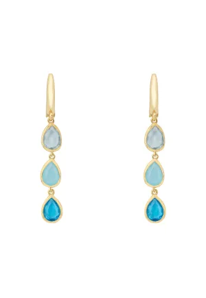 Sardinia Triple Teardrop Earrings Gold The Blues