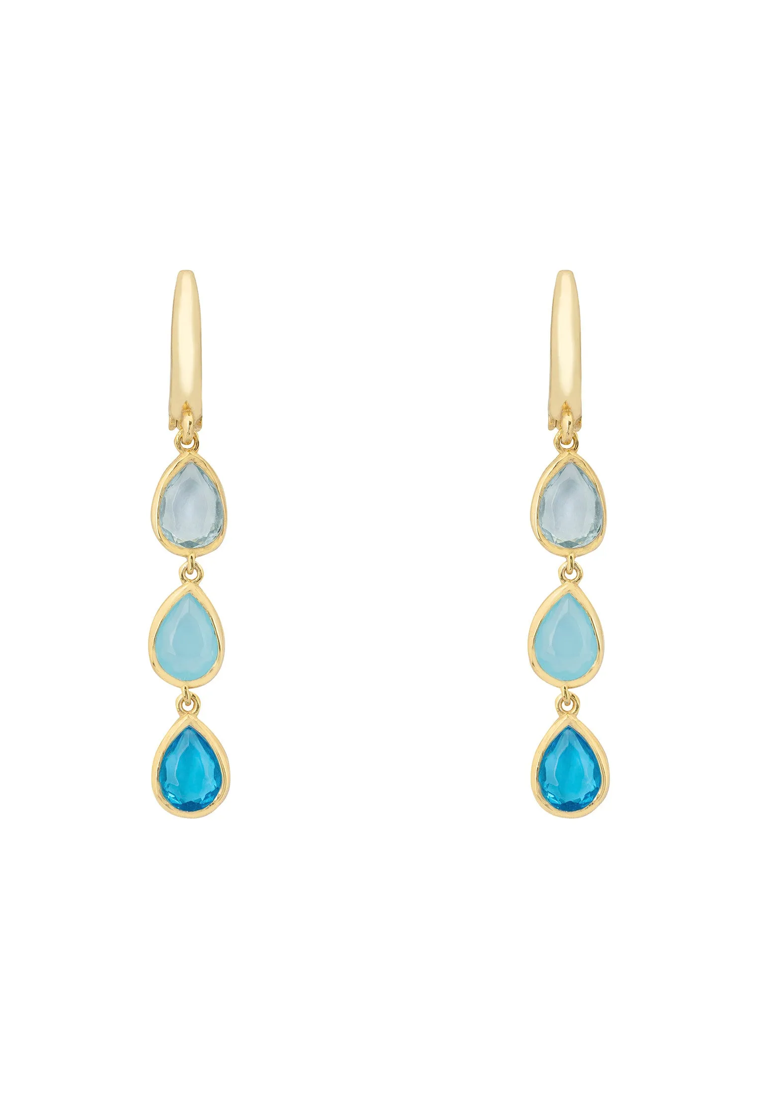 Sardinia Triple Teardrop Earrings Gold The Blues