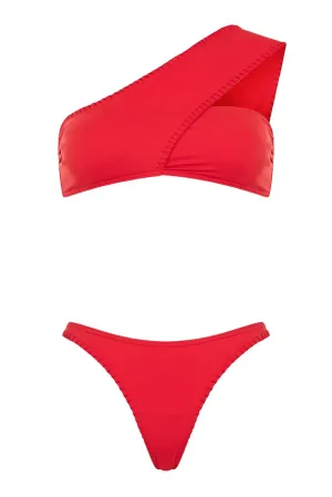 Wings/Saltwater One Shoulder Bikini Red