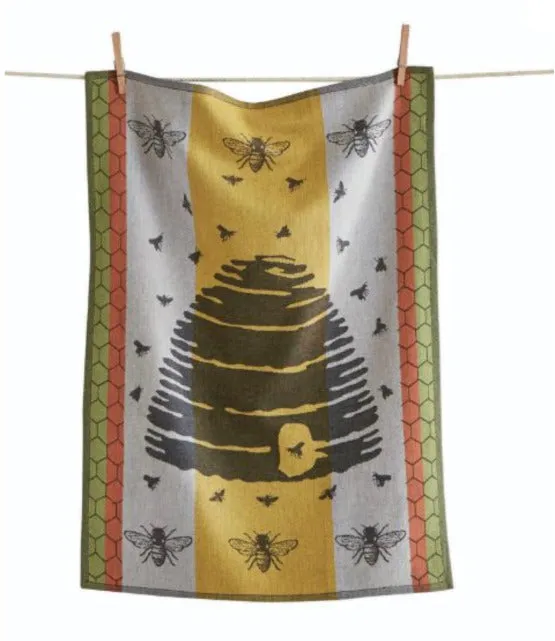 Yellow Bee Hive Jacq Dishtowel